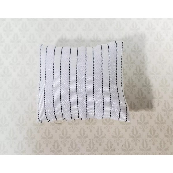 Barbara O'Brien Dollhouse Pillow Striped White Silver Black Handmade 1:12