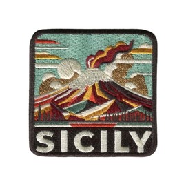 Vagabond Heart Sicily Patch - Sicily Italy Iron On Travel Badge - Mount Etna Souvenir