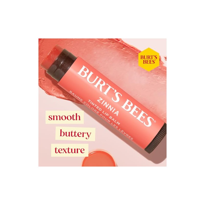Burt's Bees Tinted Lip Balm, Zinnia, 1 Pack