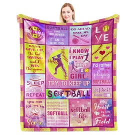 Softball Gifts, Softball Gifts for Girls, Softball Coach Gifts, Softball Gifts for Women, Softball Gifts for Team, Softball Team Gifts, Gifts for Softball Players/Lover, Softball Gift Blanket 60"X 50"