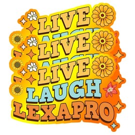 (3PCs) Live Laugh Lexapro Stickers, Many Sizes Die-Cut Waterproof Vinyl Mental Health Stickers Self Care Decal Water Bottle Hard Hat Laptop Aesthetic Kindle Gifts