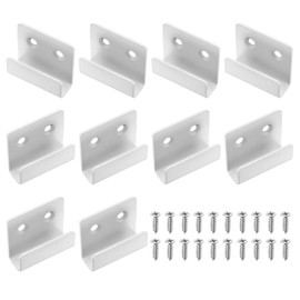 sourcing map 10 Pcs Stainless Steel Tile Hanger, Tile Display Wall Hanger Mounting Bracket Wall Mounted Hook Fastener Bracket for Mirrors Picture Frames, White (Inner Width 10mm)
