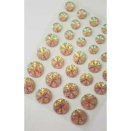 Unbranded CraftbuddyUS 36pcs Self Adhesive Pink Round Resin Gems with Snowflake Design
