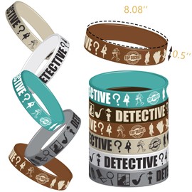 CupaPlay 48Ct Detective Party Rubber Bracelets Party favors - Top Secret Spy Murder Mystery Theme Party Supplies Decorations Birthday Silicone Wristbands Gifts