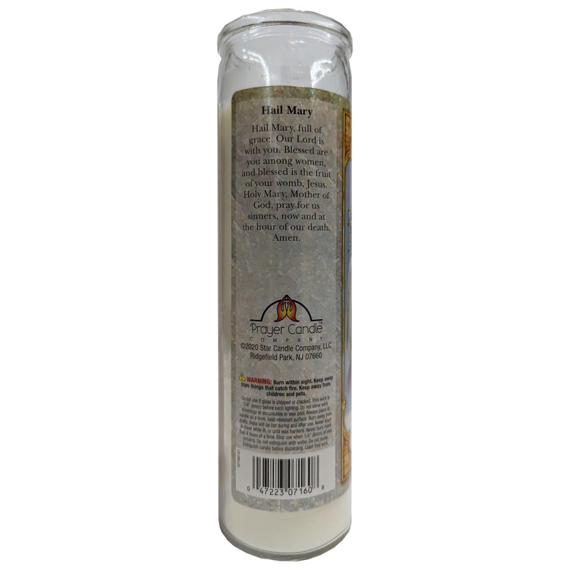 Generic Hail Mary (Ave Maria) Devotional Candle, White