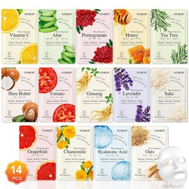 KONEUK 14 Pack Sheet Face Mask Skincare Moisturizing Suitable for Dry Skin Bulk Set for Women's Skincare Spa Gift B-28 Pack Facial Masks / 코넥 14팩 시트 페이스 마스크 스킨케어 건성 피부에 적합한 수분 공급 여성 스킨케어용 벌크 세트 스파용 선물 B-28 Pack Facial Masks