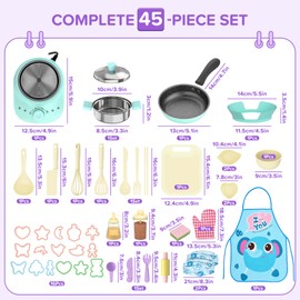 Gotoofun Kid Cooking Sets for Mini Kitchen, 45 PCS Montessori Real Cooking Tools with Safe Knife & Kitchen Tools for Real Food Making, Easy for Beginner Chef Ages 6-12 Boys & Girls