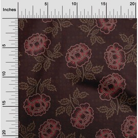 oneOone Velvet Maroon Fabric Dotted Floral Quilting Supplies Print Sewing Fabric by The Yard 58 Inch Wide