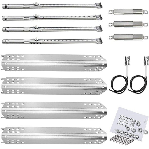 Utheer Grill Parts for Charbroil Advantage Series 4 Burner 463240015, 463344015 463432215 463343015 463436815 Gas Grills Stainless Steel Burner Tube Heat Plate Shield Adjustable Crossover Tube