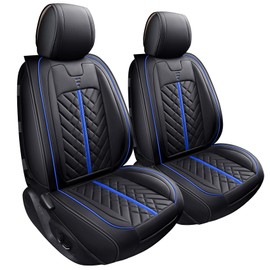 Tomatoman Tacoma Car Seat Covers Compatible with Toyota Tacoma 2005-2023 2024 2025 2026 Truck Access Double Crew Cab TRD Pro Trail Edition Off-Road Waterproof Leather Cushions(2PCS Front/Black-Blue)