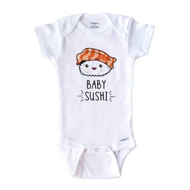 Hello Handmade - Baby Sushi Cute Kawaii Japanese Food - Funny Baby Onesie (3-6 Mos, White)