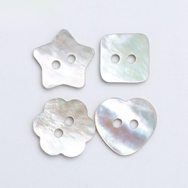 5 PCS 2 Holes Heart Star Flower Square Shaped Mother of Pearl Delicate Natural Shell Buttons for Sewing Craft Scrapbooking