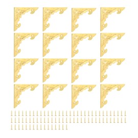 sourcing map 30pcs Vintage Corner Protector 1.6"x1.5"x0.2" Decorative Metal Edge Corner Protectors Brackets with Mounting Nails for Box Wooden Case Chest Table Desk Yellow