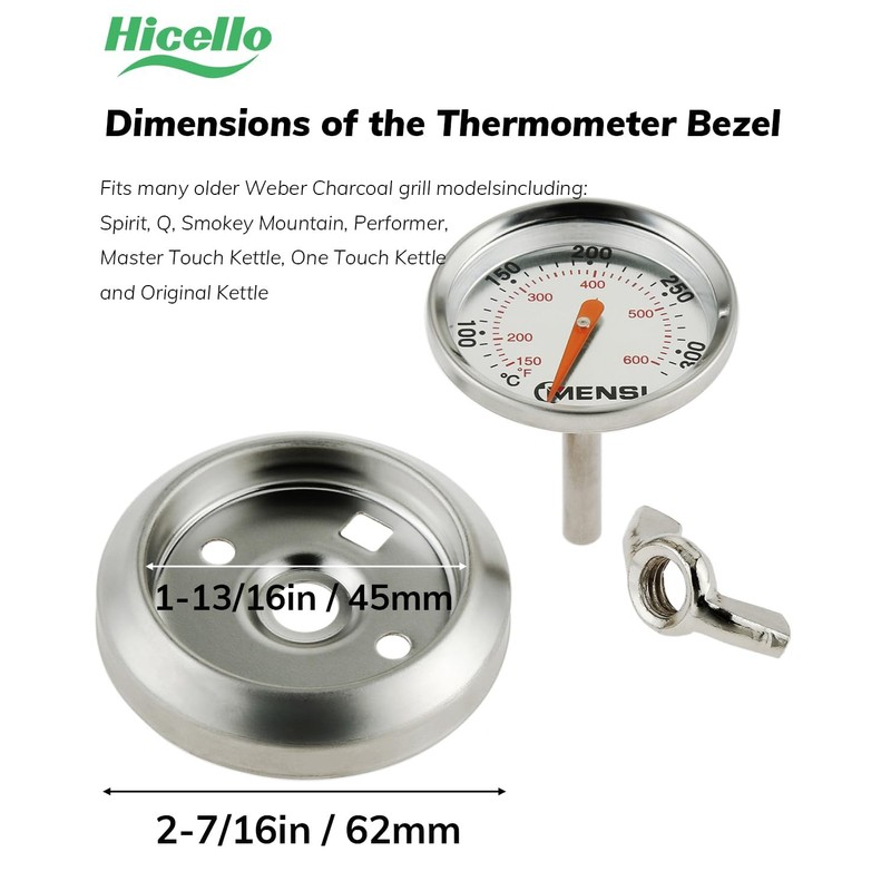Hicello 2.44'' BBQ Barbecue Replacement Parts Charcoal Grill Pit Wood