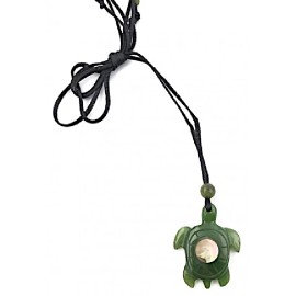 Unbranded Genuine Natural Nephrite Jade Turtle Pendant Necklace w/ Abalone Shell