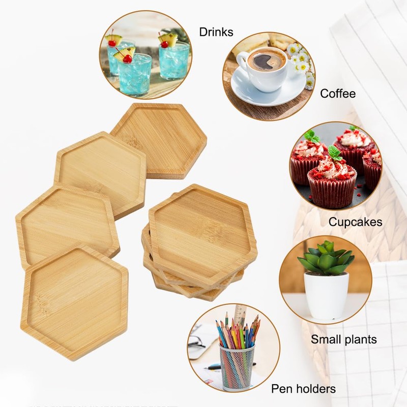 Pack of 8 Bamboo Mosaic Coasters, Bamboo Coasters, Mosaic Coasters,