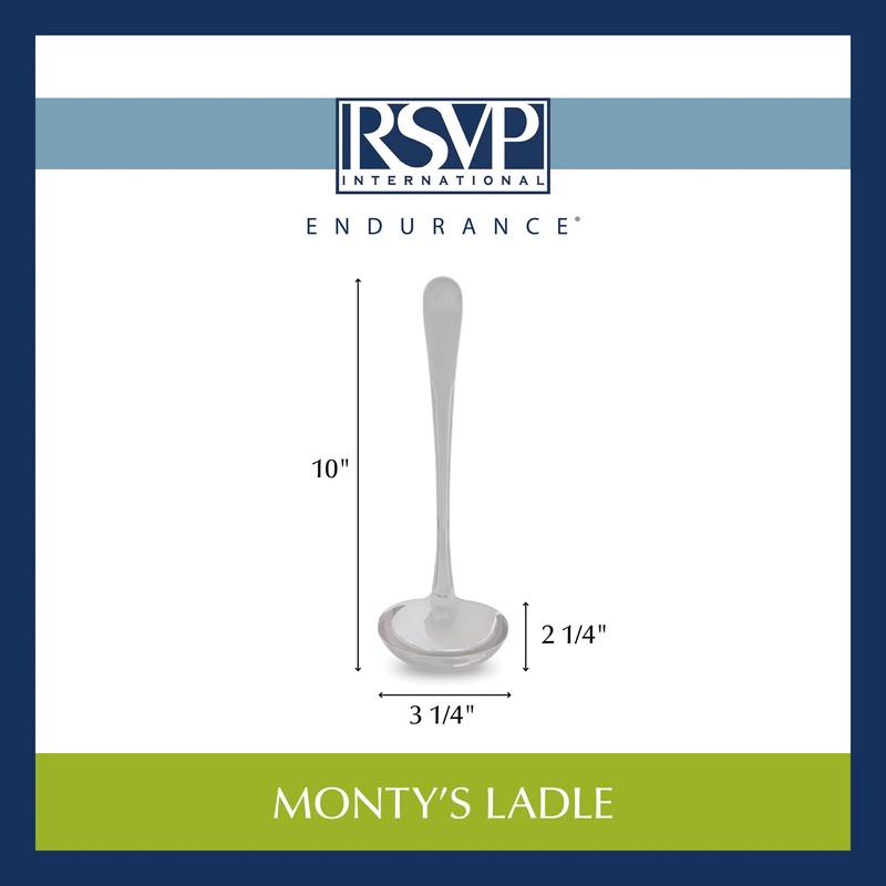 RSVP International Endurance Flatware Collection Stainless Steel, Dishwasher Safe, Ladle