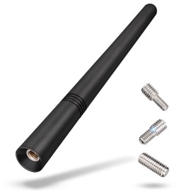 Eightwood FM AM DAB Car Radio Antenna 14.2cm Universal Roof Car Antenna Replacement Small Short with Strong Reception, Screw in M4 M5 M6