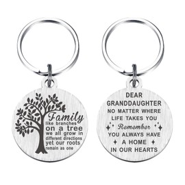 TANWIH Gifts for Granddaughter - Metal Engraved Granddaughter Keychain - Granddaughters Birthday Graduation Gifts from Grandma Grandpa