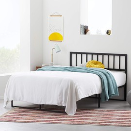 Linenspa Black Decorative Metal Steel Construction- Vertical Bar Design-40 Inches Tall Headboard, California King