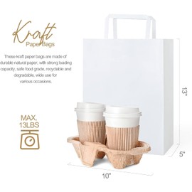 GSSUSA White Kraft Paper Gift Bag with Handles, 10x5x13 Bulk Shopping Grocery Paper Bags 200 Pcs