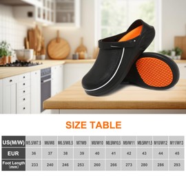 JSWEI Unisex Chef Shoes Nonslip Water Proof Work Shoes for Men Comfortable Shoes for Gardener Women Indoor and Outdoor for Kitchen Size 8/Black