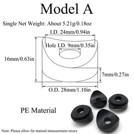 12 Stück Runde PE Federdeckscheiben, Schwarze Konkave Unterlegscheiben Abstandshalter, Hardware Maschinenverschluss zur Befestigung Runder Rohre, 28mm OD x 9mm ID