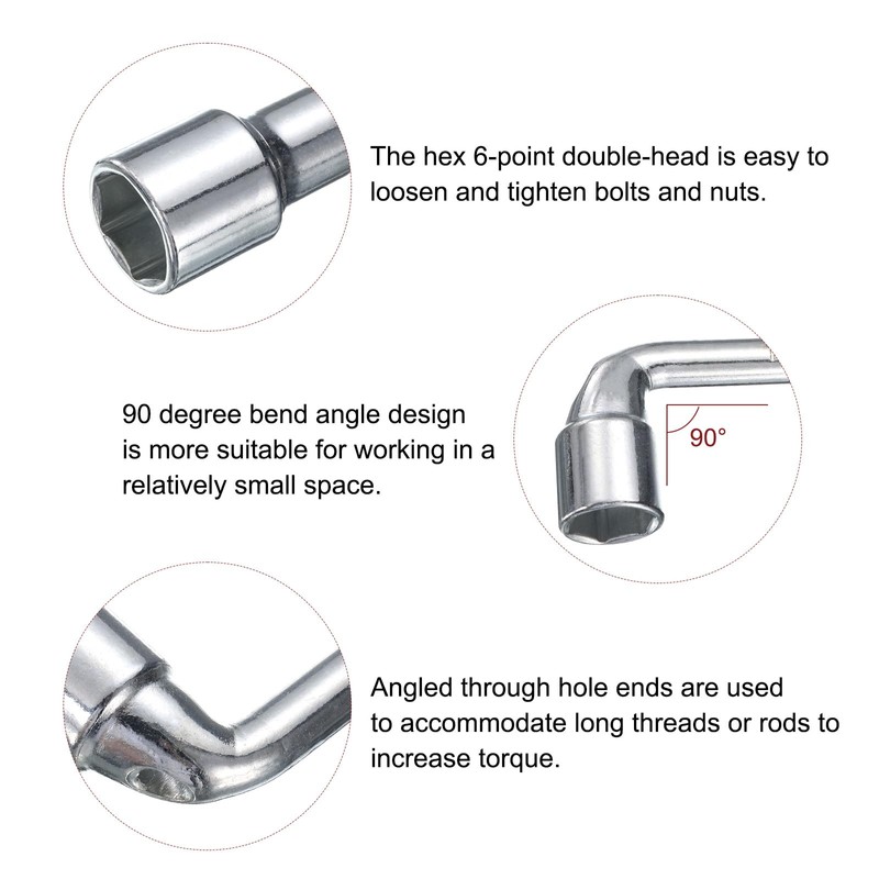 HARFINGTON L Shaped Angled Hex Socket Wrench 19mm 45# Steel
