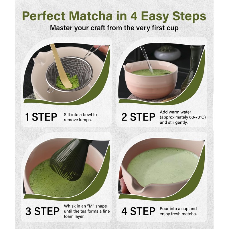 Matcha Set (7-Piece) Which Matcha Whisk, Matcha Cup, Matcha Bowl,