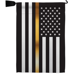 US Thin Gold Line Garden Flag - Set Mailbox Hanger Armed Forces Service All Branches Support Honor United State American Military Veteran - House Banner Small Yard Gift Double-Sided 13 X 18.5