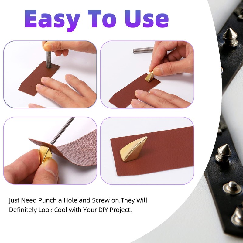 Swpeet 98Pcs Mixed Shape Spikes Screwback Studs Rivets Kit (Silver)