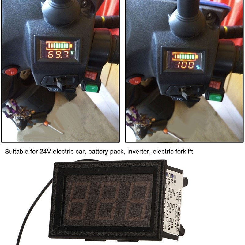 YB28VTM LED Digital Voltmeter Low Power Alarm Battery Indicator Thermometer
