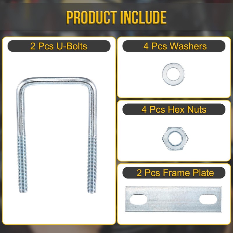 DTGN M8x50x100mm U Bolts Square Kit - 2Set - Carbon