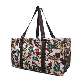 NGIL Extra Large Utility Tote Reusable Grocery Bag Oversized Collapsible for Groceries, Storage, Picnic, Beach (Bulls and Cow-Black)