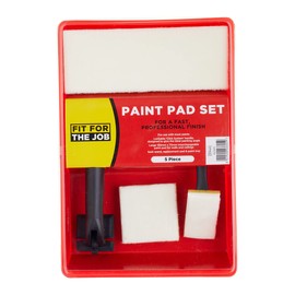 Fit For The Job FFJCSPPS 5 Piece 7 Click System Paint Pad Set, High Capacity Fabric for Rapid and Accurate Coverage With Emulsion Paints - 7" & 3" Paint Pads, Sash Wand, 7" Tray, Red/White/Black