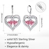 925 Sterling Silver Heart Earrings for Women Pink Silver Dangle