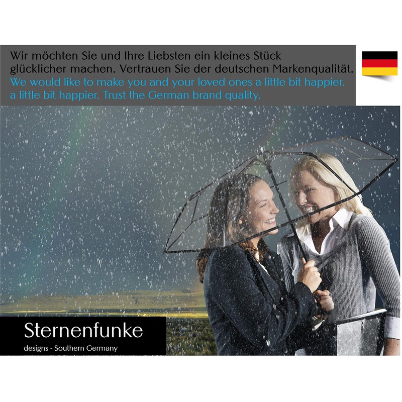 Sternenfunke Umbrella Foldable Transparent Pocket Umbrella, transparent-black