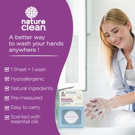 Nature Clean® Travel Hand Soap Sheets - Non-Toxic, Hypoallergenic, Completely Dissolvable, Ideal for Home | School | Traveling Essentials | Camping Essentials (80 Sheets)