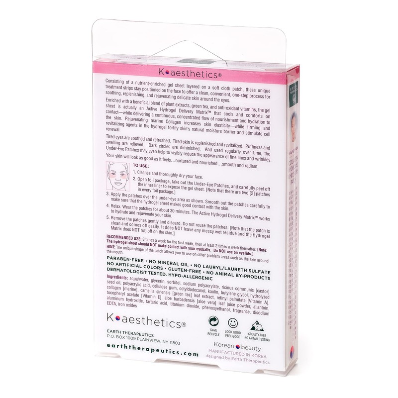 Earth Therapeutics Hydrogel Collagen Under-Eye Patches – Reduce Wrinkles, Puffy