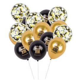 15Pcs Umrah Mubarak Decoration, Congrats Grad Balloons Black Gold Graduation Party Decorations for College High School Grad Party Supplie Graduation Decorations Balloons