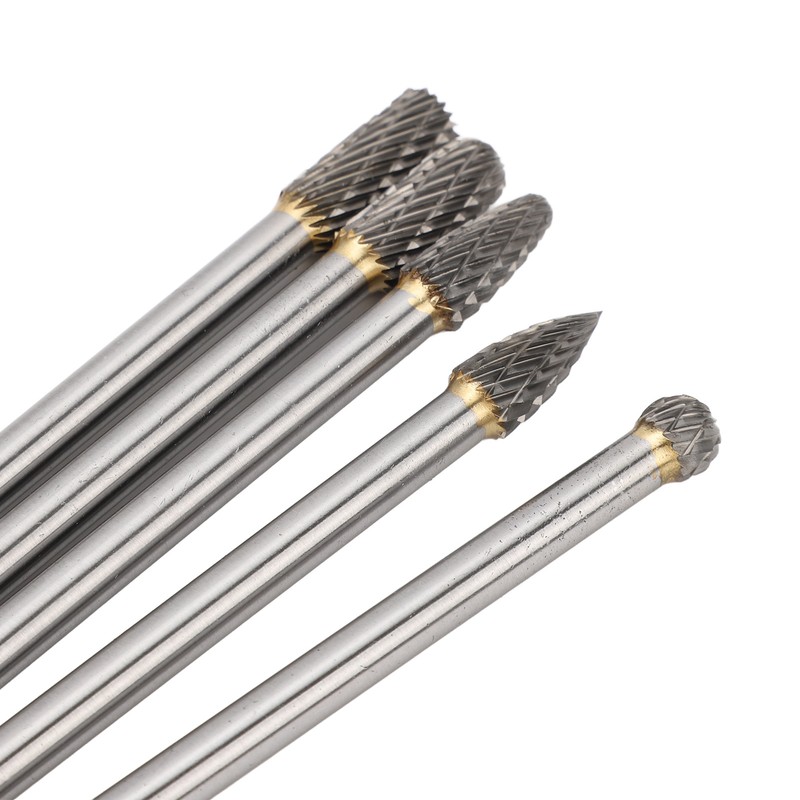 5pcs Rotary Tool Carbide Burr Set 150mm Double Grain Long