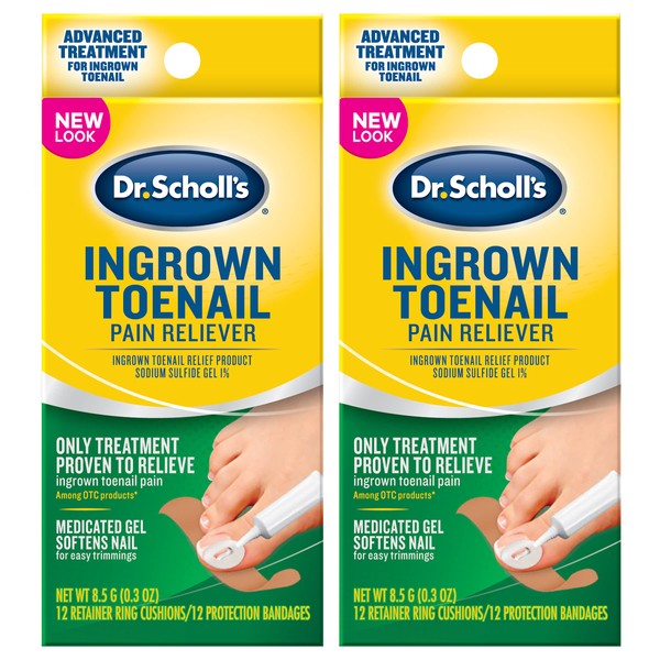 Dr. Scholl's Ingrown Toenail Pain Reliever, 1 kit, (w/ Gel, 12 retainer rings & 12 protection bandages) (Pack of 2)