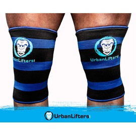 Knee Sleeves Double Ply Weight Lifting, Powerlifting Knee Sleeve, Weight Lifting Knee Sleeves Women & Men, Knee Compression Sleeve for Bodybuilding (Black & Blue, X-Large)