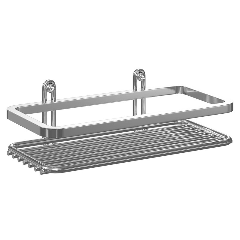 Satina Single Rectangle Chrome Shower Caddy 25x11x4cm Made in Sweden