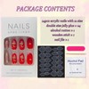 Christmas Press on Nails Almond Medium Fake Nails Glossy Red