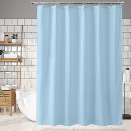 Amazer Baby Blue Shower Liner Cloth Waterproof, Soft Baby Blue Shower Curtain Liner Fabric with Weighted Stones, Washable Shower Curtain and Liner 2-in-1, 12 Grommet Holes, 72 x 72 Inches