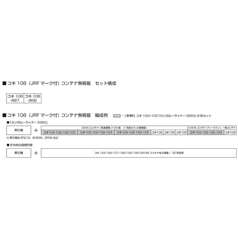 KATO 10-1692 N Gauge Koki 106 with JRF Mark, Container