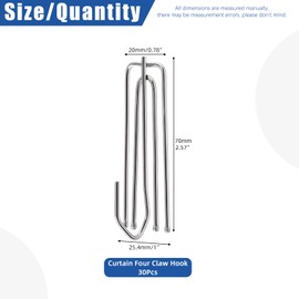Glarks 30Pcs Stainless Steel Curtain Pleat Hooks, 4 Prongs Pinch Pleat Hook Clips Drapery Hooks Traverse 4 End Hanger for Easy Installing Window, Door Curtain