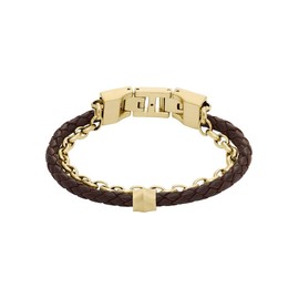 Fossil Casual Texture Men's Leather or Stainless Steel Bracelet with Magnet, Folding or Buckle Closure, Stainless Steel, No gemstone