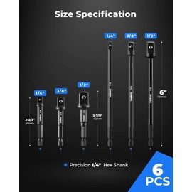 toolant Impact Grade Socket Adapter Set, 6Pcs